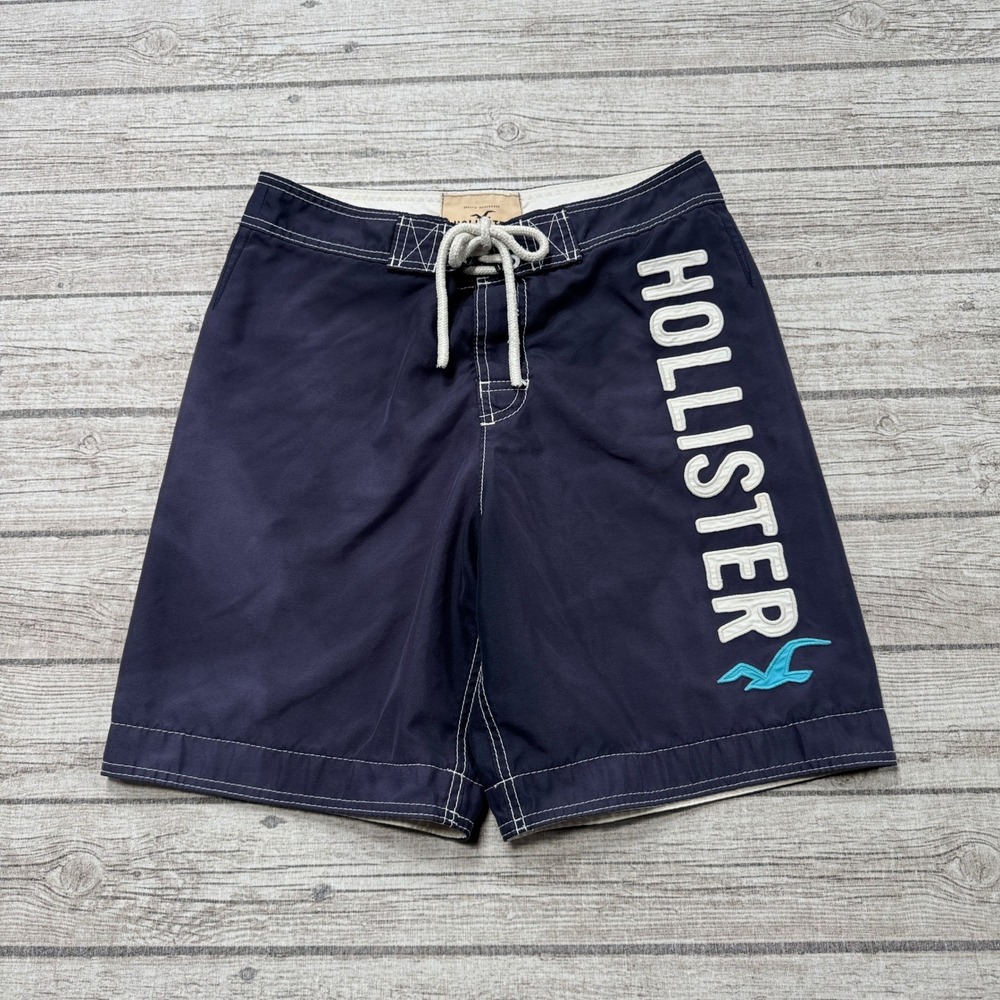 Hollister Board Shorts Men's Small Navy Blue Mesh Lined Swim Trunks Summer Beach
